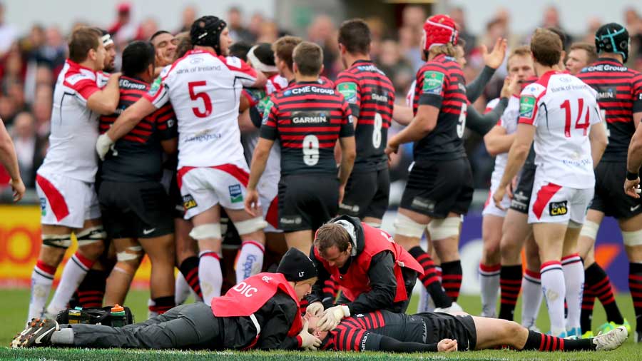 Alex Goode receives attention as Ulster and Saracens come to blows