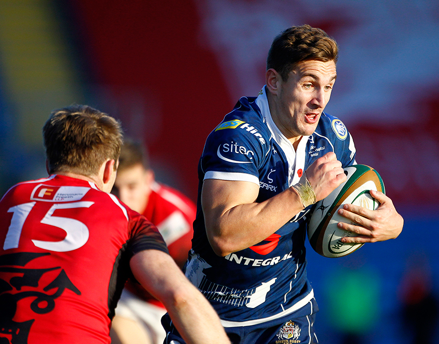 Bristol's George Watkins in action against title-rivals London Welsh