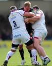 Exeter's Damian Welch is held up by the Sale defence