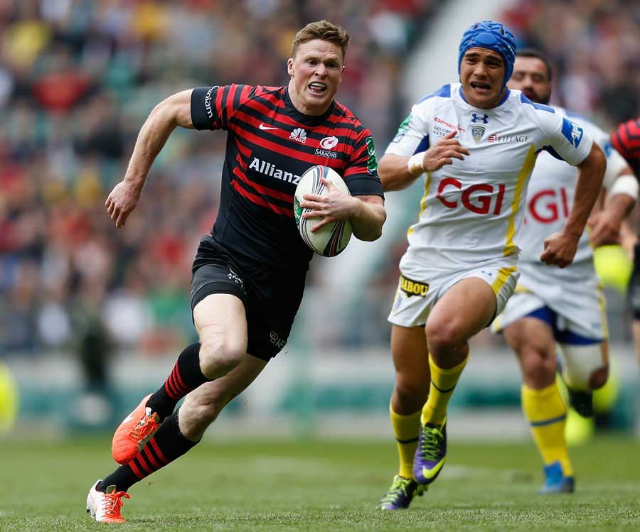 Saracens' Chris Ashton races in for the first try of the game
