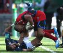 Toulon's Bryan Habana is brought to ground by Simon Zebo