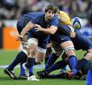 France's scrum-half Sebastien Tillous-Borde clears the ball out of scrum