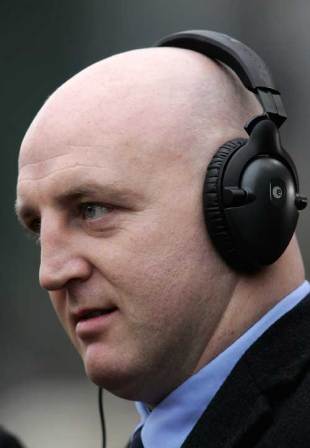 Former Ireland hooker Keith Wood working as an analyst for the BBC, Ireland v Italy, Six Nations Championship, Croke Park, Dublin, Ireland, February 4, 2006