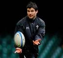 Wales scrum-half Mike Phillips in action during training
