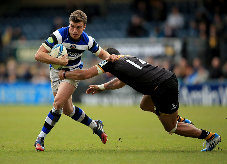 George Ford shakes off the tackle of Tom Varndell
