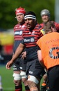 Mako Vunipola of Saracens leaves the field with a bloody nose