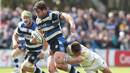 Bath's Nathan Catt charges forward against Worcester