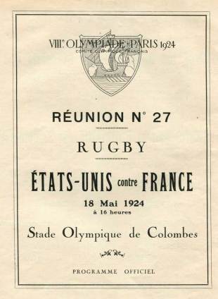 The programme for the rugby part of the Olympic Games, Paris, May 1, 1924