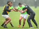 WJ Strydom and coach Neil Powell during South Africa Sevens' training session