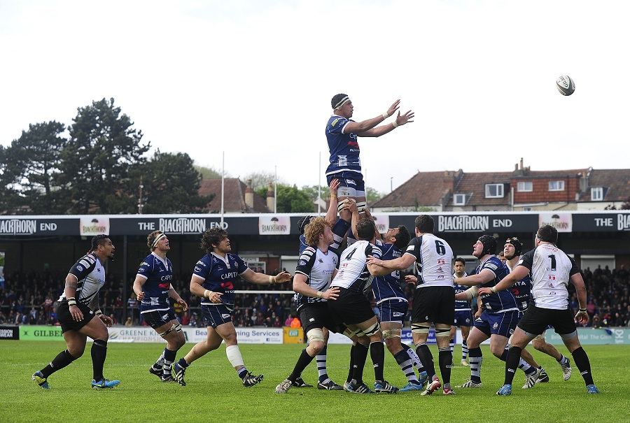Bristol's Ben Glynn rises to claim the line out ball