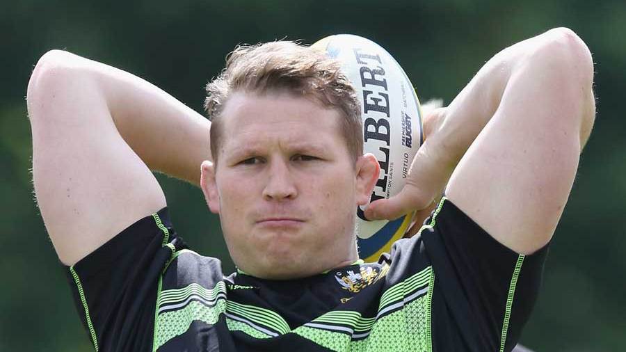 Northampton Saints' Dylan Hartley throws in during training, Franklin's Gardens, May 13, 2014