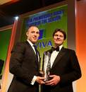 Harlequins' Mike Brown receives the Aviva Premiership Rugby Player of the Season award