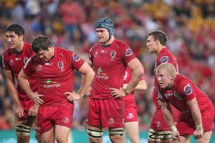 James Horwill and the Reds react to defeat, Queensland Reds v Melbourne Rebels, Super Rugby, Suncorp Stadium, Brisbane, May 17, 2014