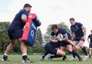 Danny Cipriani takes the contact in training