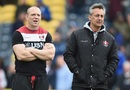 Mike Tindall and Nigel Davies lead the warm-up ahead of Gloucester's clash with Worcester Warriors