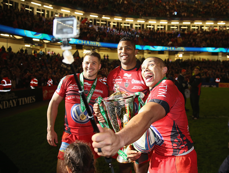 What cup win would be complete without a selfie? Toulon's Bryan Habana, Delon Armitage, Drew Mitchell take a snap