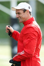 All Blacks' fly-half Dan Carter watches on at squad training