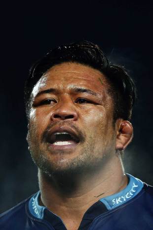 The Blues' Keven Mealamu barks instructions, Blues v Hurricanes, Super Rugby, Eden Park, Auckland, May 31, 2014
