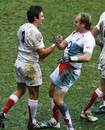 England's Harry Ellis celebrates scoring a try with team mate Andy Goode