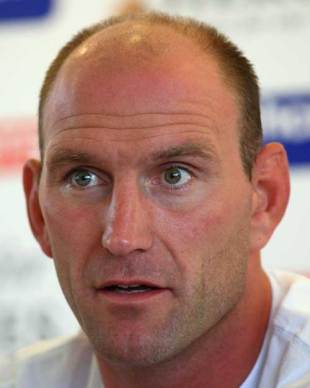 Lawrence Dallaglio speaks to the media ahead of the Help for Heroes match, Help gor Heroes photocall at the Civil Service Training Ground, London, England, September 18, 2008