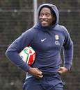England's Paul Sackey relaxes during a training session