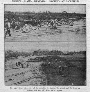 Building works start at Bristol's Memorial Ground, January 5, 1921