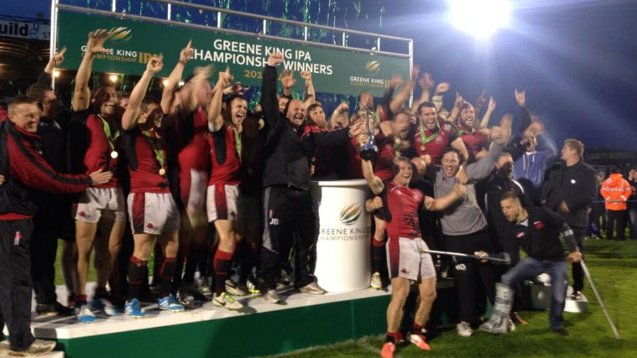 London Welsh celebrate promotion to the Premiership