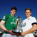 Callum Braley and Jack O'Donoghue pose with the IRB Junior World Championship Cup