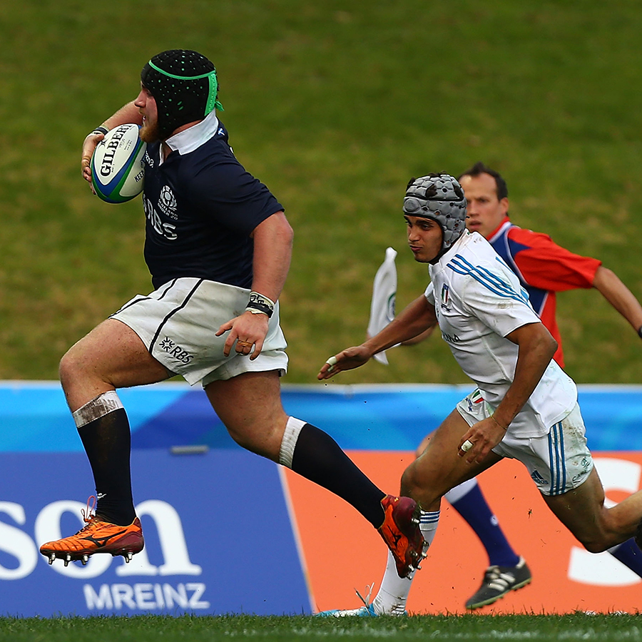 Scotland's Darcy Rae makes a break against Italy