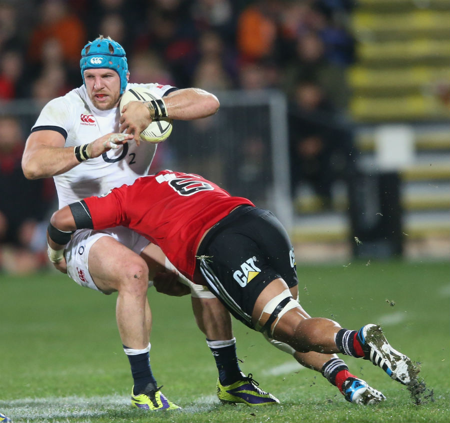 James Haskell takes a big hit from Jordan Taufua 