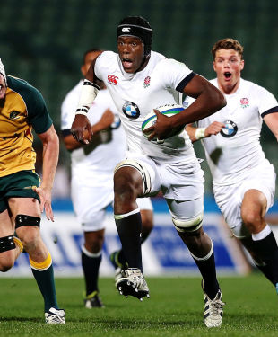 Maro Itoje sprints away from the defence Australia v England, Junior World Championship, North Harbour, June 6, 2014