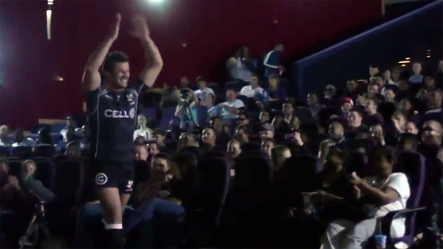 Bismarck du Plessis in a still from a campaign for cinema goers to turn off their mobile phones