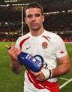 England's Joe Worsley holds the Man of the Match award following a clash with Wales