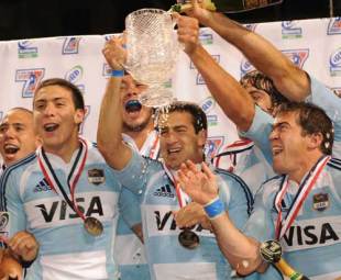 Argentina celebratebeating England to win the USA Rugby Sevens, USA 7s, IRB Sevens Series, Petco Park, San Diego, California, February 15, 2009