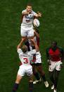 Kevin Swiryn of USA Sevens claims a lineout