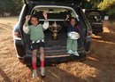 Two local Madagascan children pose with the Webb Ellis Trophy 