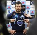 The Waratahs' Adam Ashley-Cooper fields questions from the media