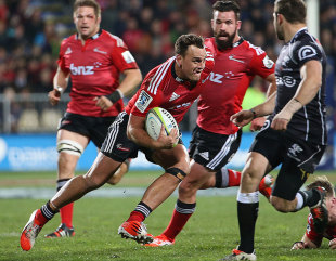 The Crusaders' Isreal Dagg looks for a gap, Crusaders v Sharks, Super Rugby, AMI Stadium, Christchurch, July 26, 2014