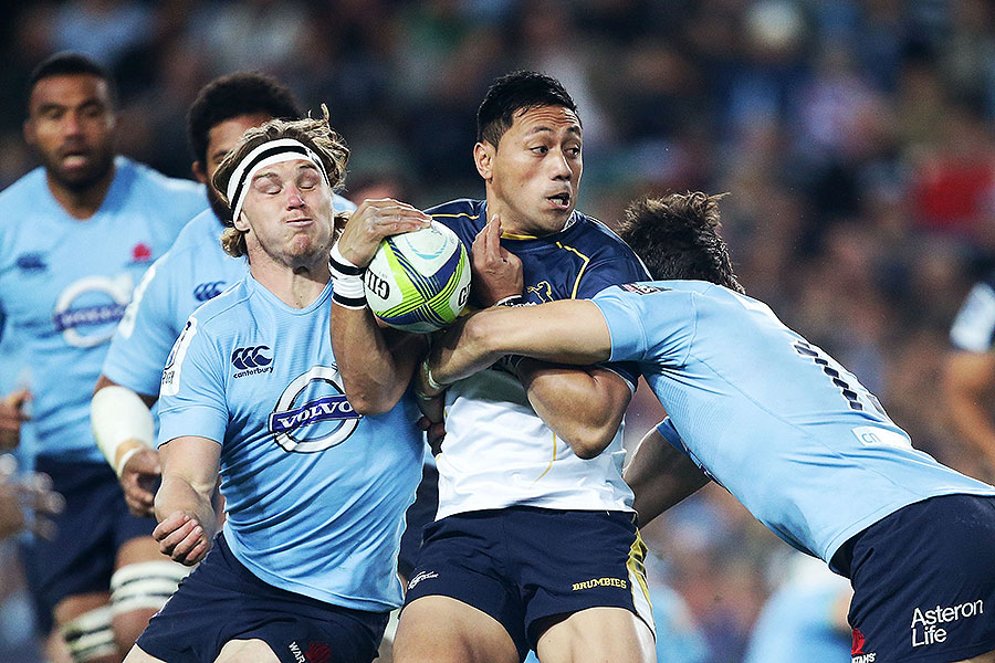 The Brumbies' Christian Leali'ifano is tackled