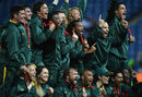 South Africa celebrate with their gold medals