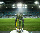 The Super Rugby trophy is displayed ahead of the Grand Final