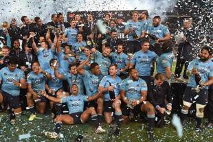 The New South Wales Waratahs celebrate breaking their title drought, New South Wales Waratahs v Crusaders, Super Rugby grand final, ANZ Stadium, Sydney, August 2, 2014