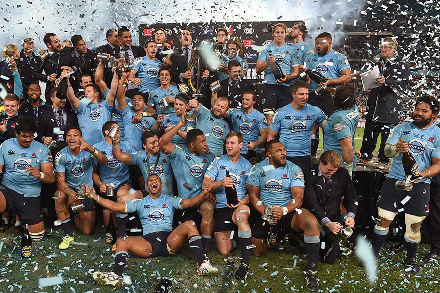 The New South Wales Waratahs celebrate breaking their title drought