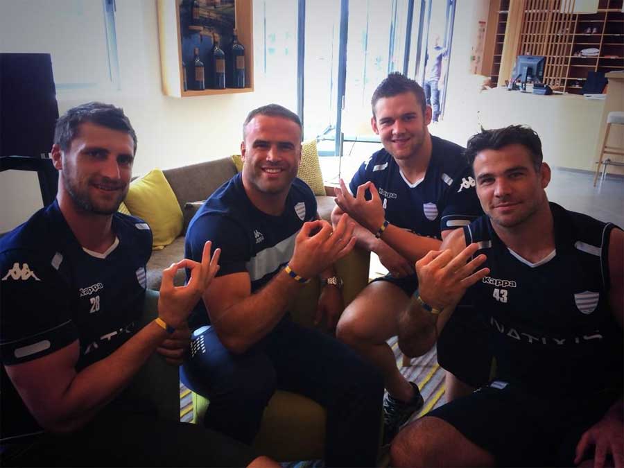 Racing Metro's Welsh contingent show their support for Owen Williams