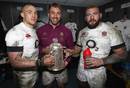 Mike Brown, Chris Robshaw and Joe Marler show off the Calcutta Cup