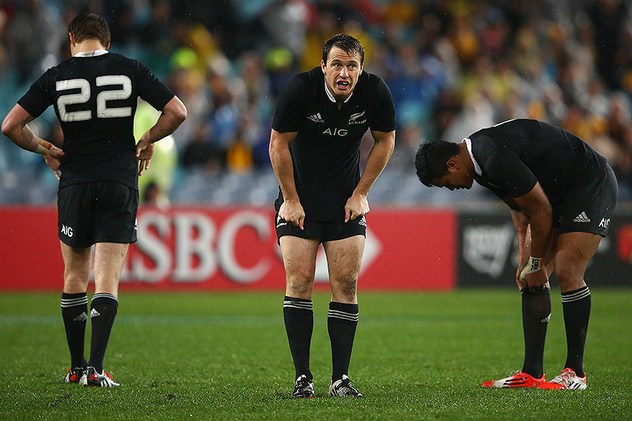 New Zealand's Ben Smith reacts to the result