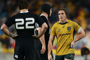 Australia's Michael Hooper reacts to the result, Australia v New Zealand, The Rugby Championship, ANZ Stadium, Sydney, August 16, 2014