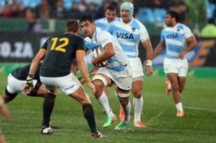 Argentina's Pablo Matera runs the ball, South Africa v Argentina, Rugby Championship, Pretoria, August 16, 2014