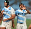 Mariano Galarza  and Juan Martin Fernandez Lobbe of Argentina get ready for a lineout