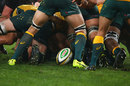 The ball goes to the back of a Wallabies scrum
